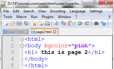 hyperlinks to html
