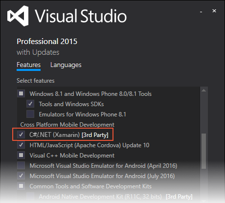 Adding C#/.NET Xamarin to Visual Studio 2015