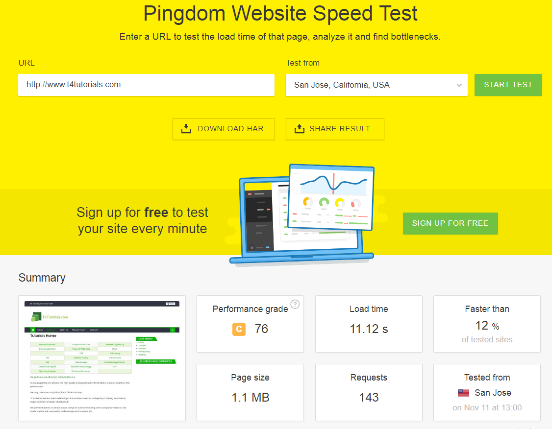 website speed testing tools